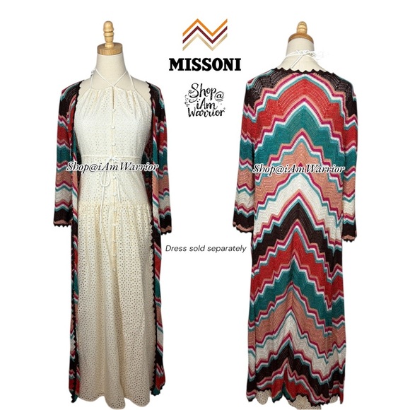 Missoni RARE crochet zigzag chevron long duster cardigan *shop@iamwarrior - Picture 7 of 16